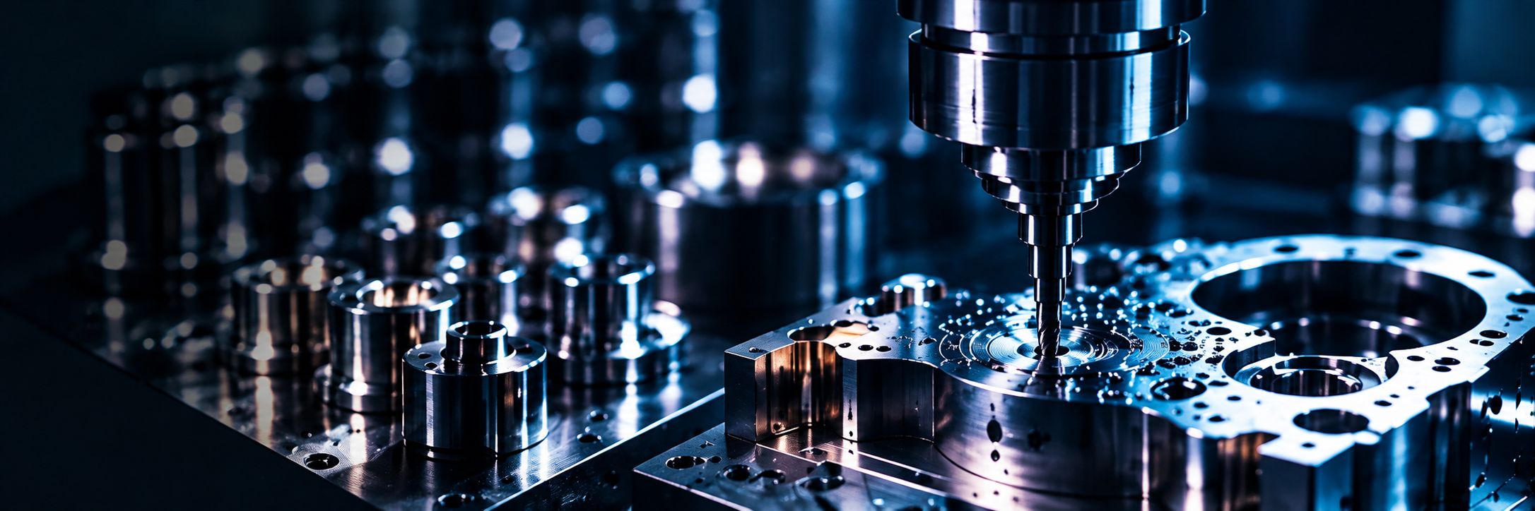 Precision machining spindle cutting a steel part